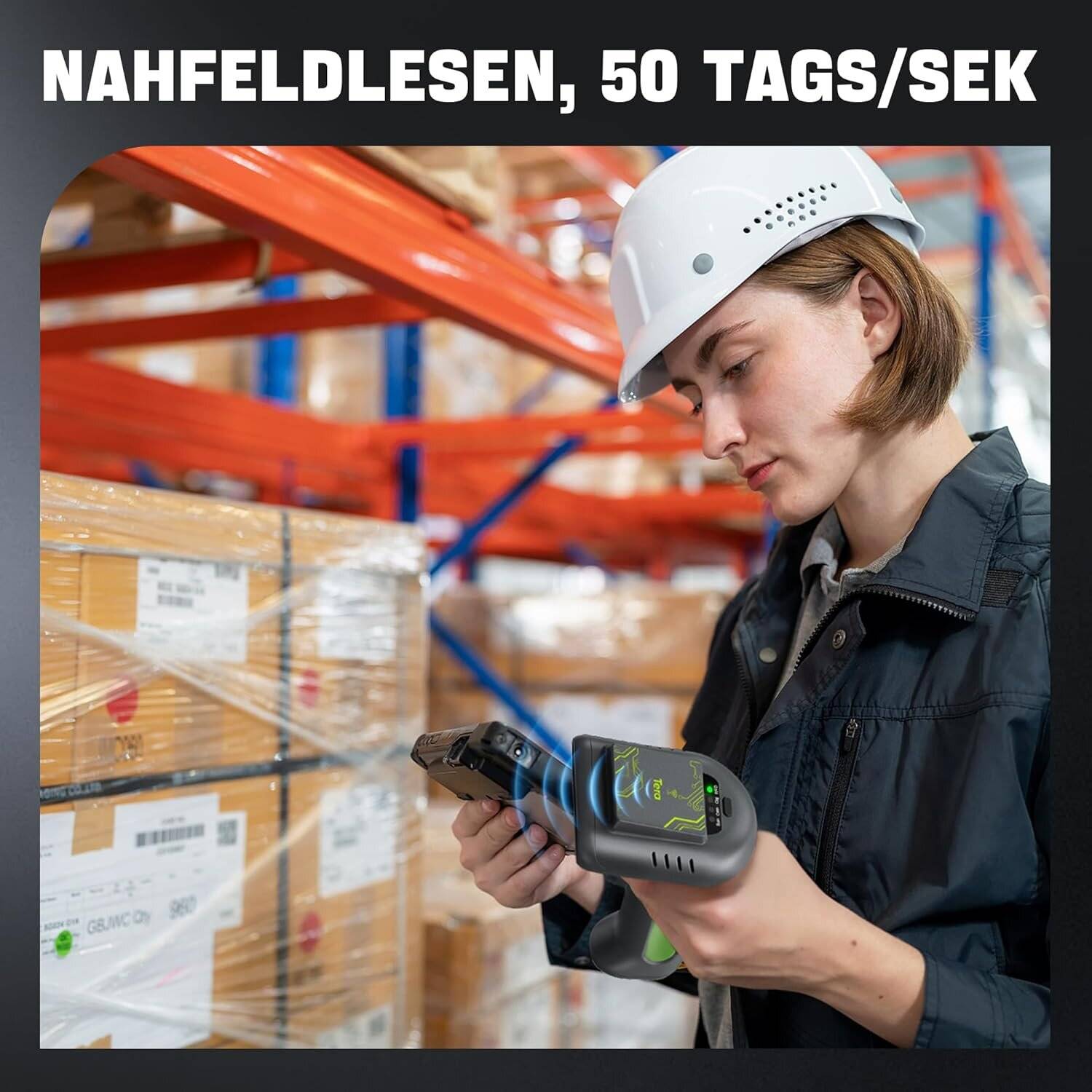 Tera HW0016 Scanner RFID/1D/2D, Bluetooth 2.4GHz USB Wireless, inkl. Ladestation – Akku – Grün-4