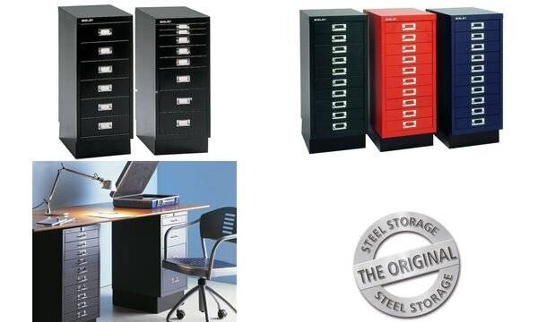 Schubladenschrank MultiDrawer 29er Serie Sockel A4 10 Schubladen lichtgrau-2