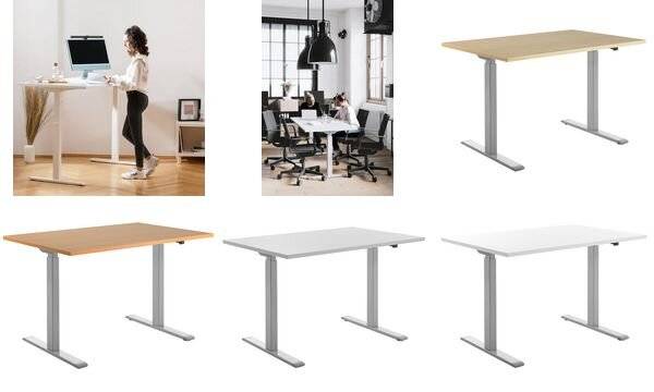 Schreibtisch elektrisch höhenverstellbar gerade BxT 1600 x 800 mm lichtgrau/grau. Topstar GmbH 67846449-3