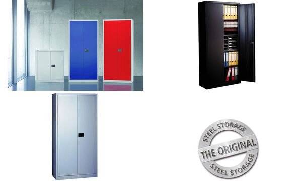 Flügeltürenschrank, 5OH, BxTxH 914x400x1950 mm, 4 verz. Fachböden, lichtgrau-4