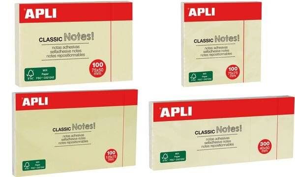 APLI Haftnotizen "CLASSIC Notes!", 75 x 50 mm, gelb (66000491)-1