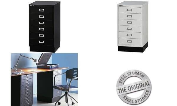 Bisley MultiDrawer™, 29er Serie mit Sockel, DIN A3, 6 Schubladen, Farbe silber-3