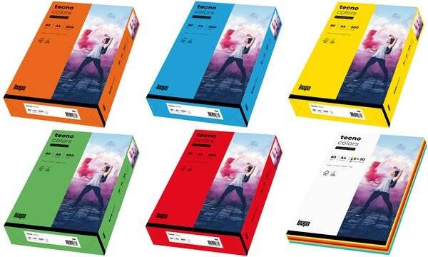 Kopierpapier tecno® colors, DIN A4, 80 g/m², Pack: 500 Blatt, intensivrot-3
