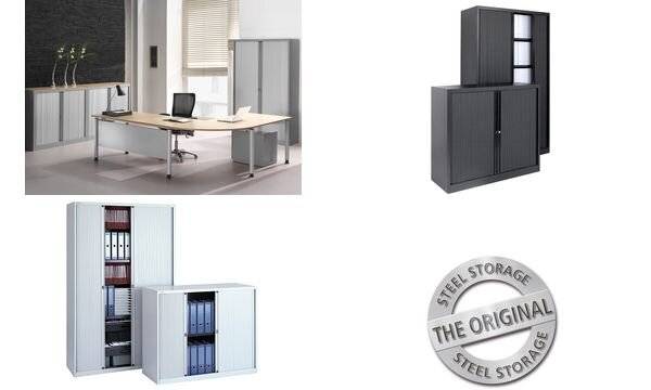 Euro-Rollladenschrank Breite 1200 mm 4 Fachböden schwarz. Bisley GmbH 18013949-3