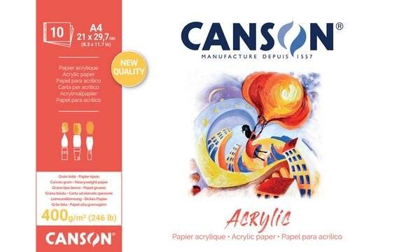 CANSON Zeichenpapierblock "Acrylic", 500 x 700 mm, 400 g/qm