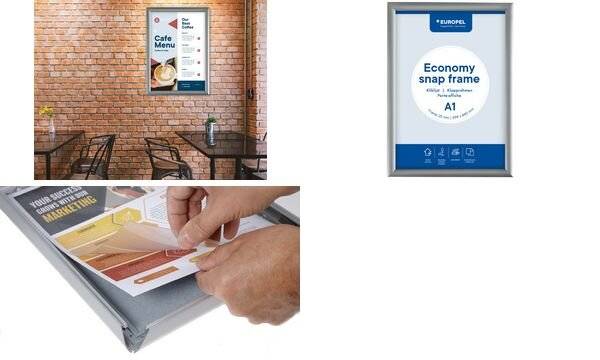 EUROPEL Plakatrahmen Economy, DIN A1, 25 mm, silber eloxiert-1
