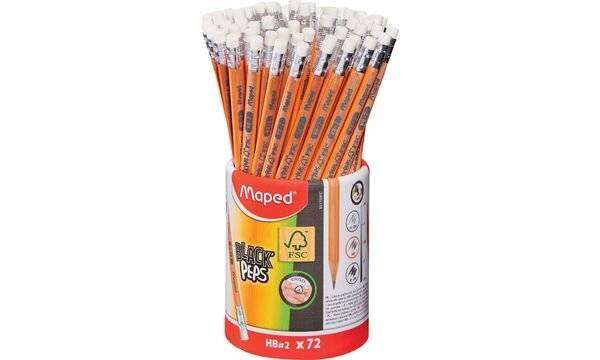 Maped Bleistift BLACK'PEPS, mit Radierer, 72er Köcher (82851759)-1