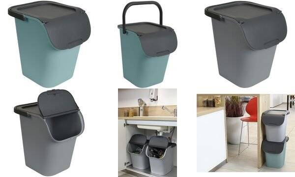 EDA Sortierbehälter TriHome, 40 Liter, zementgrau/anthrazit (6459100)-0