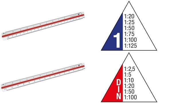 Dreikantmaßstab 30cm Ingenieur DIN-2