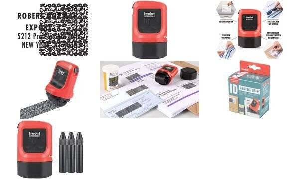TRODAT ID Protector Tintenroller Inkl. 3 Nachfülltinten Schwarz, Feuerrot, Kissen Schwarz, Rot, 50 mm, 80 mm, 55,2 g-4