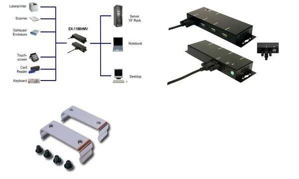 Exsys Ex 1166HMV - Hub - 4 x USB 2.0 - Desktop-1