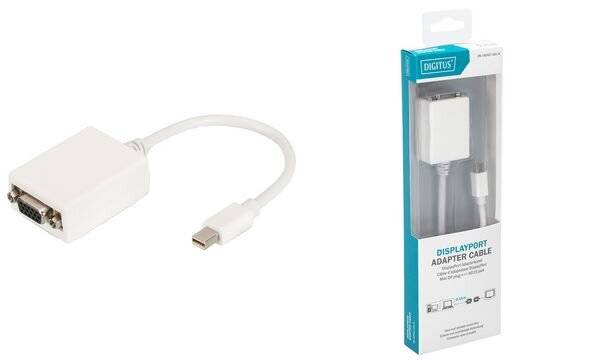 DIGITUS DisplayPort Adapterkabel - bis HD-15 (VGA) (W) - 15 cm - geformt - weiß-2
