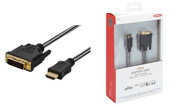 ednet Anschlusskabel, HDMI-A - DVI-D(24+1), 2,0 m (8084485)-3