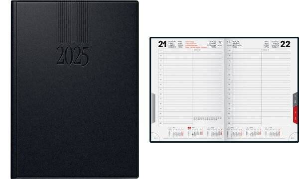 Buchkalender Roma 1 14,2x20cm 1 Tag/Seite Balacron schwarz 2020-2