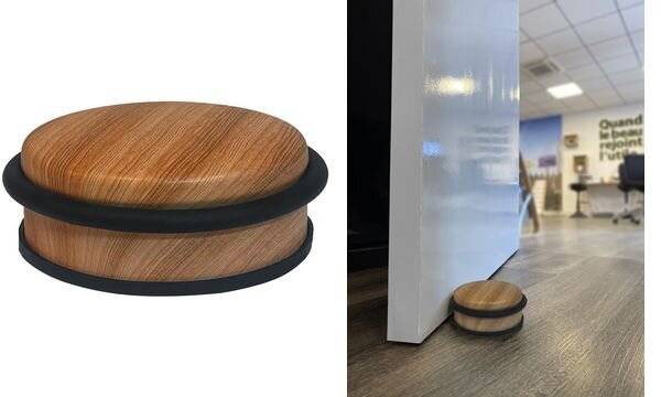 ALBA Türstopper, Edelstahl-Oberfläche, Holz-Optik (74800219)-1