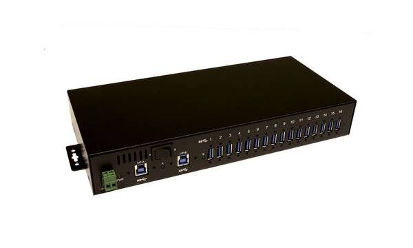 EXSYS EX-1116HMVS 16 Port USB 3.2 Gen1 HUB inkl. Din-Rail Kit Surge Protection-8