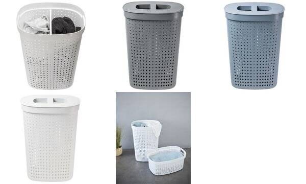 plast team Wäschesammler SEOUL, 60,8 Liter, oval, grau-1
