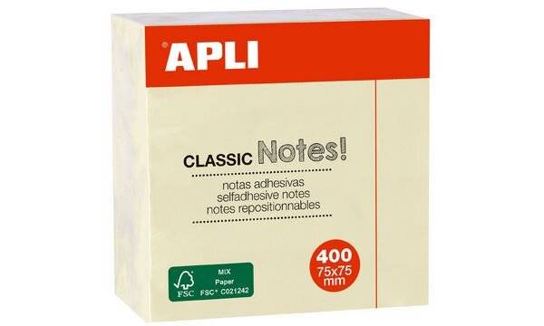 APLI Haftnotiz-Würfel "CLASSIC Notes!", 75 x 75 mm, gelb (66000501)-1