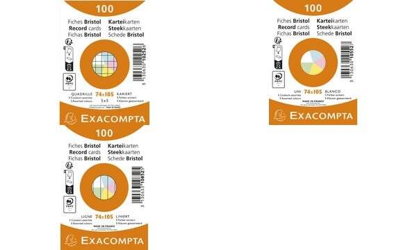 EXACOMPTA Karteikarten, DIN A7, blanko, farbig sortiert (8703198)-1