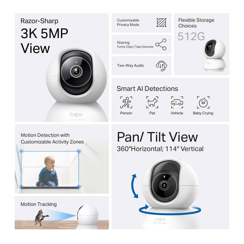 TP-LINK Tapo C230 V1 - Netzwerk-Überwachungskamera - schwenken / neigen - Farbe (Tag&Nacht)-2