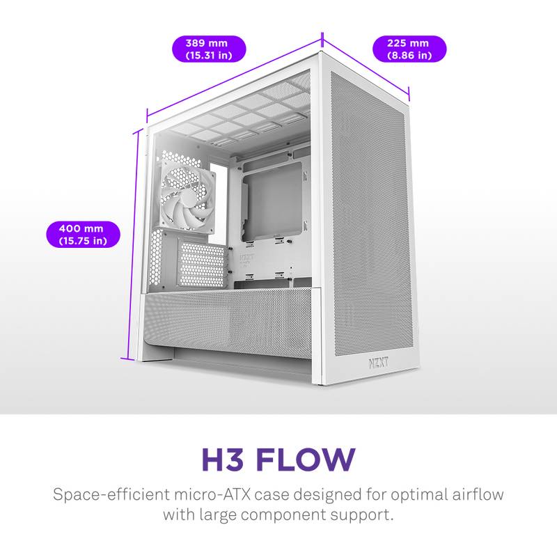 NZXT - H3 Flow weiß matt Tempered Glass - Midi/Minitower - ATX-1