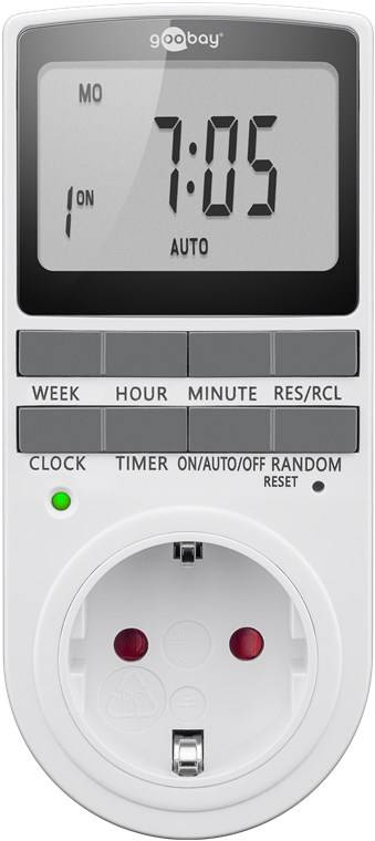 Goobay Digitale Zeitschaltuhr, 2er-Set programmierbare Zeitschaltuhr mit Schutzkontaktanschluss (Typ F)-1