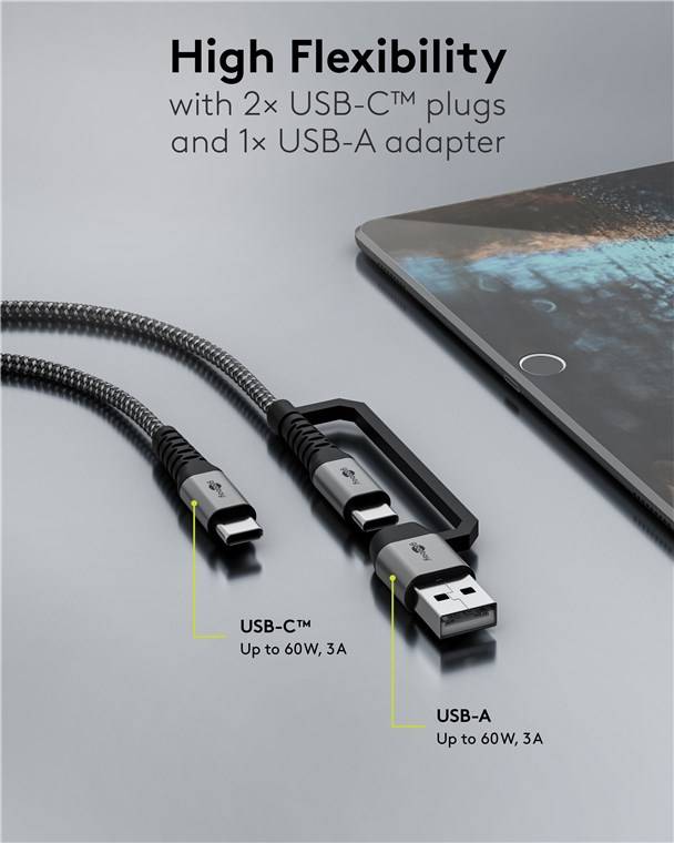 GOOBAY - USB 2.0 C/USB 2.0 C 2.0 A USB-Kabel grau schwarz 1 St.-1