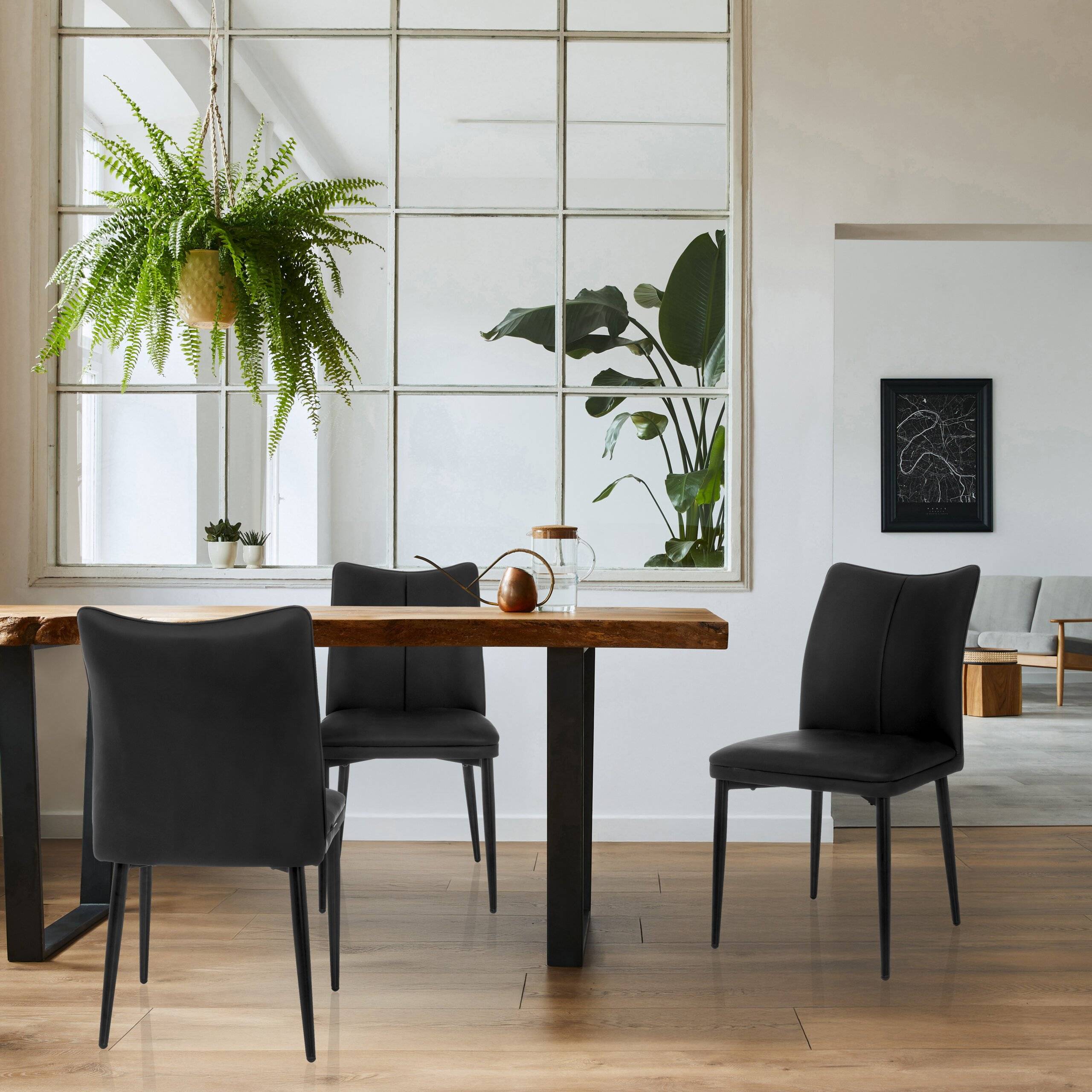 Dining Stuhl Besucherstuhl VISETO Kunstleder schwarz hjh LIVING-3