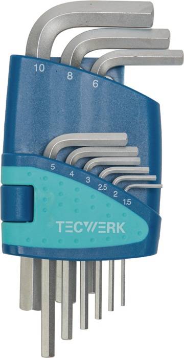 Sechskantwinkelschraubendrehersatz 9-tlg.Ku.-Halter SW 1,5-10mm kurz TECWERK-0
