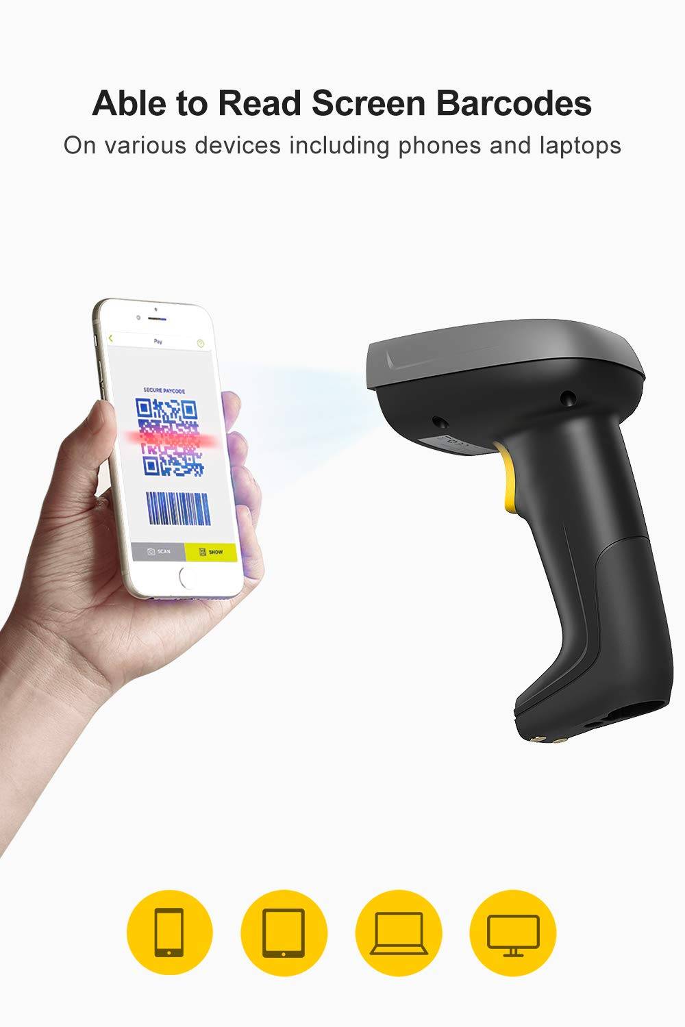 Inateck BCST-52 Barcode-Scanner tragbar 2D-Imager 200 Scans/Sek. decodiert Bluetooth USB RF2,4 GHz-3