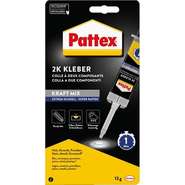 Klebstoff 2K Kleber Kraft Mix Pattex Schnell 12g