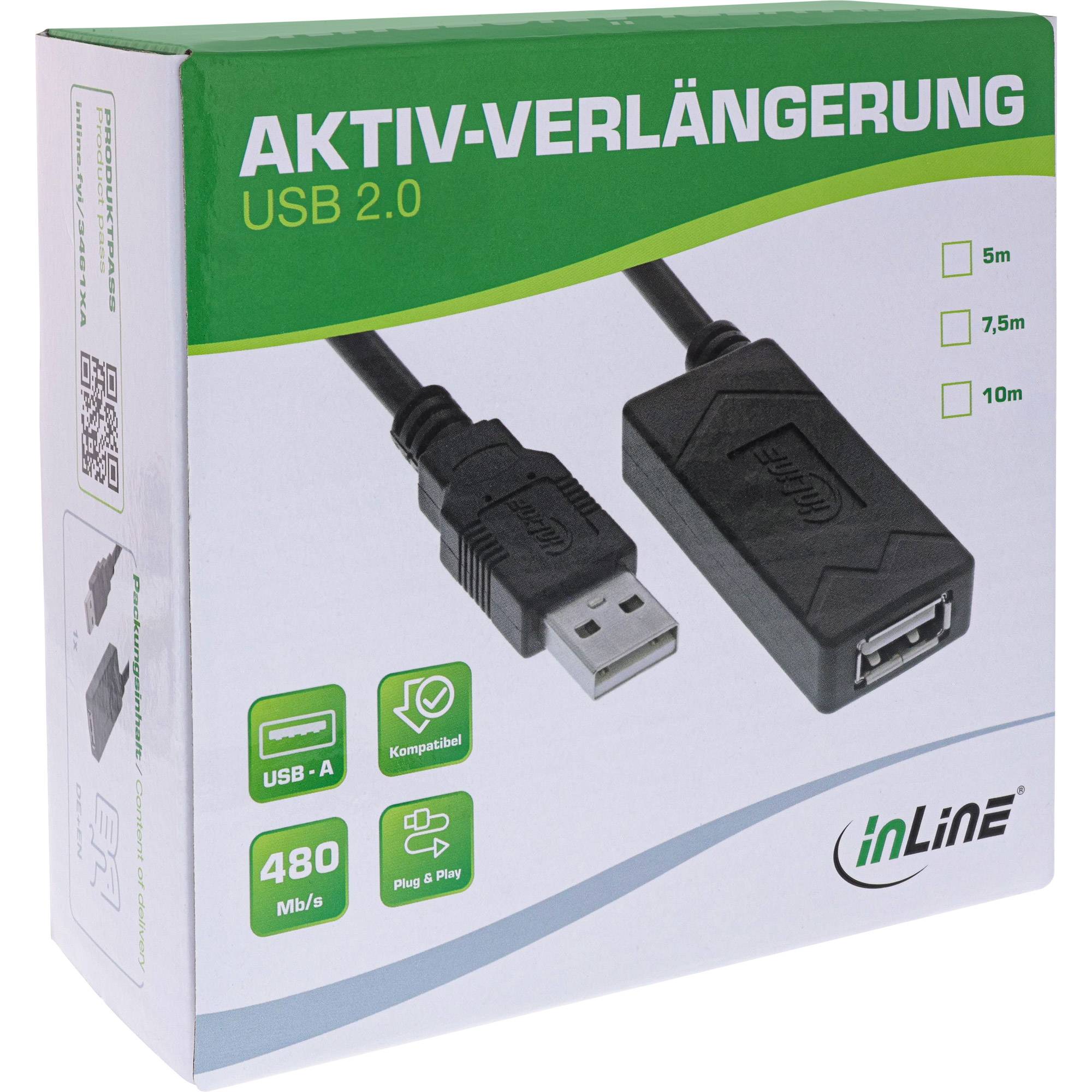 InLine® USB 2.0 Aktiv-Verlängerung, USB-A Stecker/Buchse, 5m-1