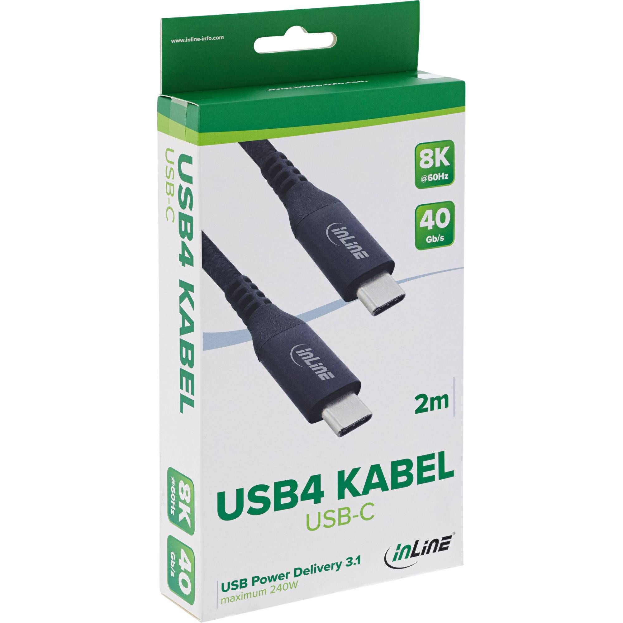 InLine® USB4 Kabel, USB-C, Stecker/Stecker, 40 Gb/s, schwarz, 2 m-1