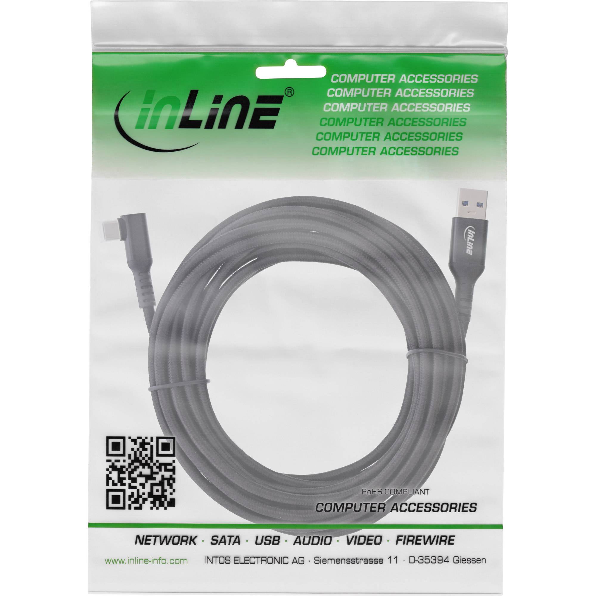 InLine® USB 3.2 Gen.1 Kabel, USB-C St gewinkelt - USB-A St für VR, schwarz, 5m-1