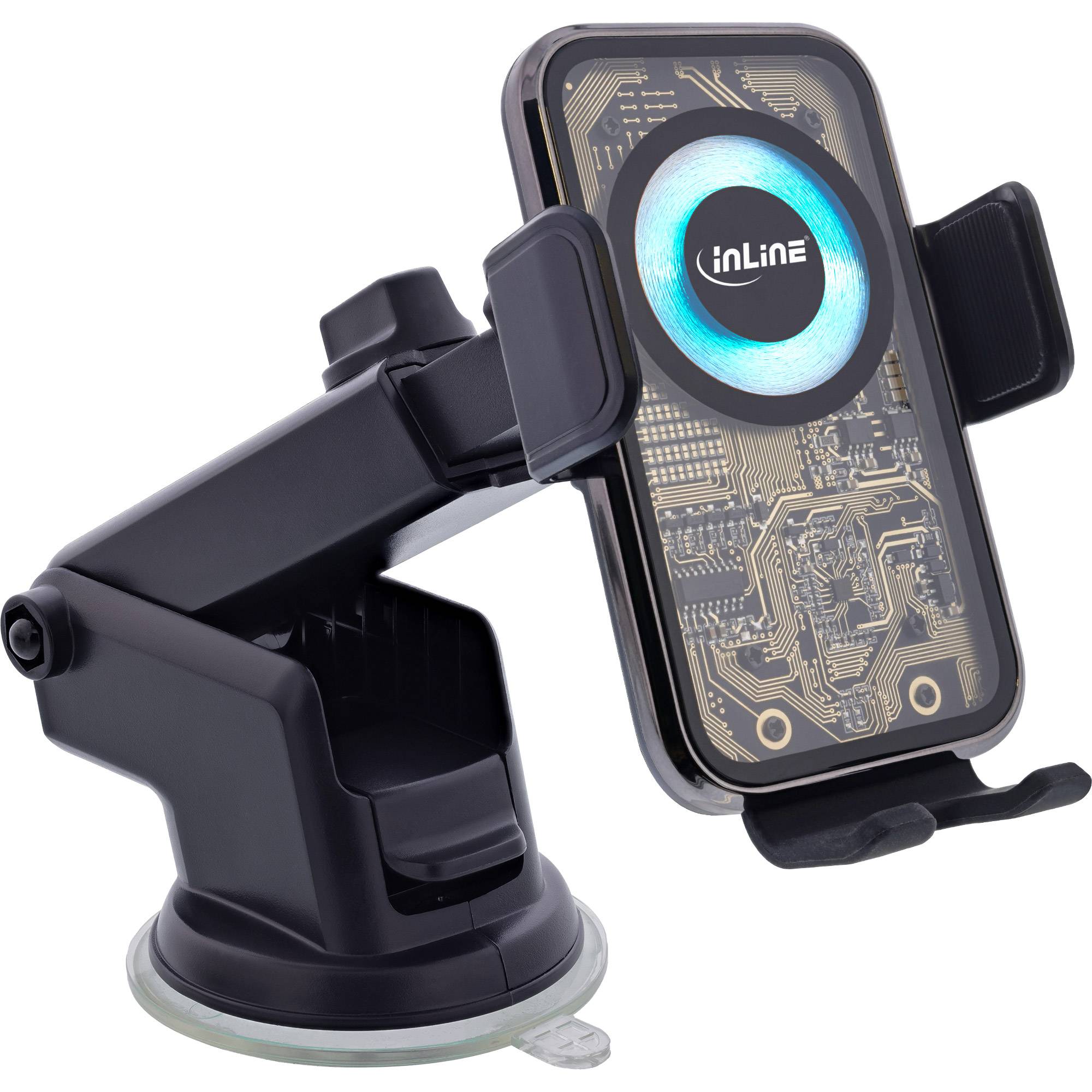 InLine® KFZ Smartphone Halterung, ONE TOUCH QI 2, universal, Wireless Charger-2