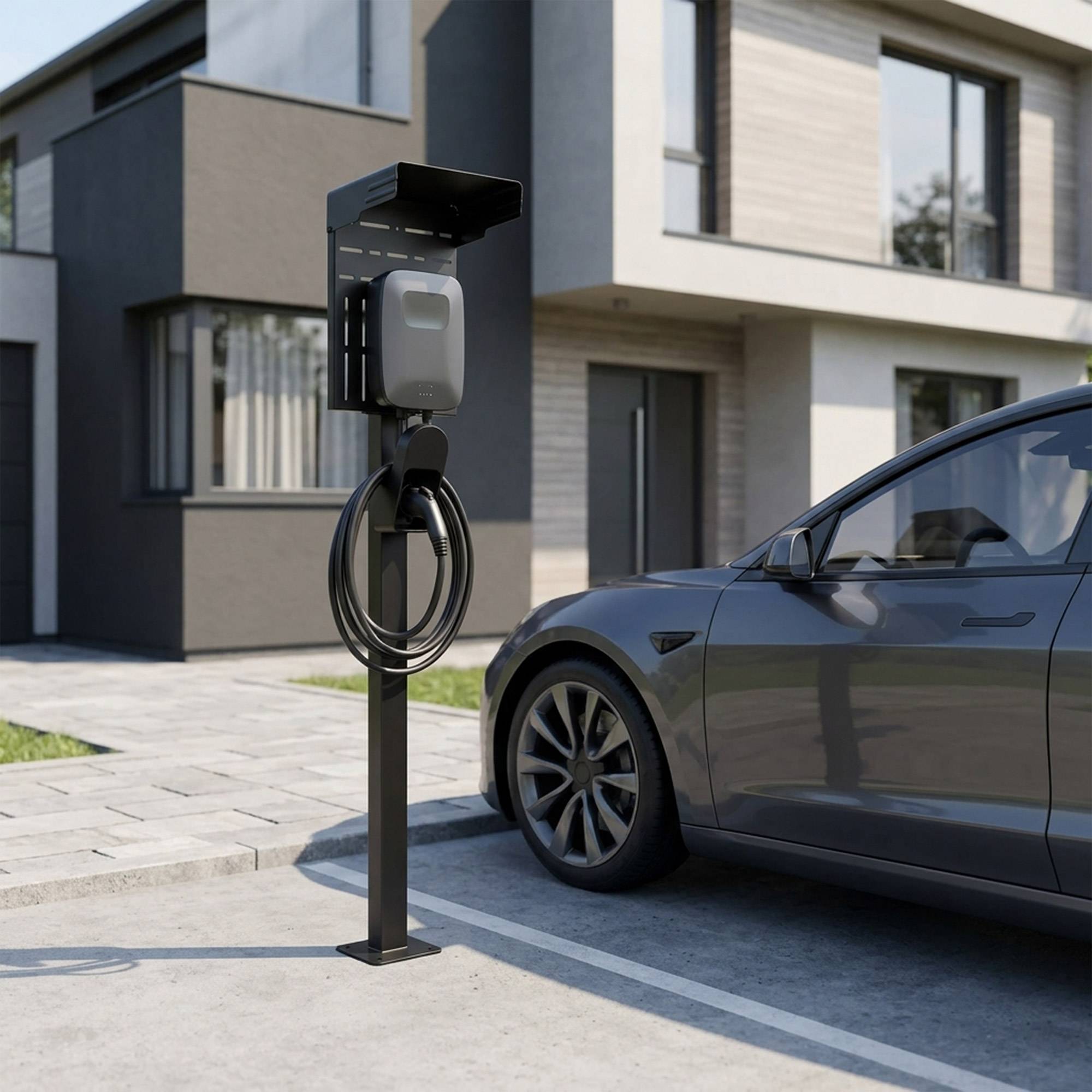 InLine® Universal Wallbox-Standfuß mit EV-Ladekabel Halterung, schwarz-1