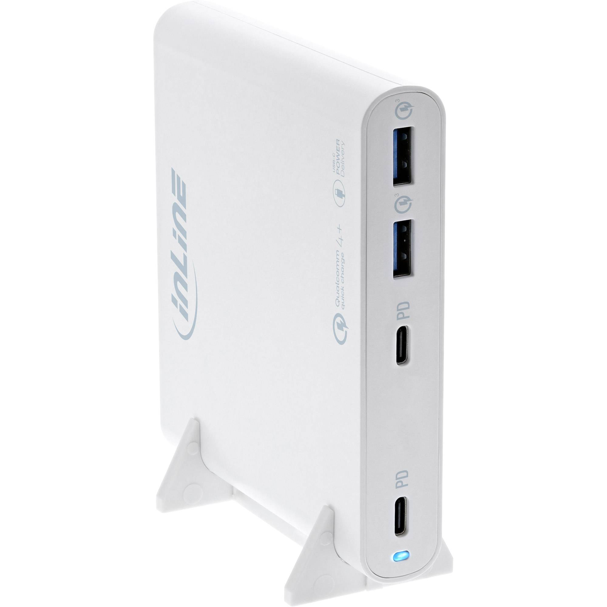 InLine® USB Netzteil, GaN Ladegerät, 4-Port, 2x USB-C + 2x USB-A, 120W, weiß-0