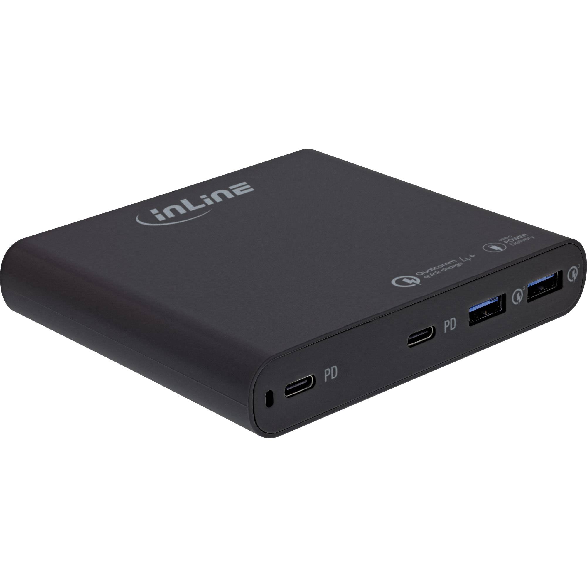 InLine® USB Netzteil, GaN Ladegerät, 4-Port, 2x USB-C + 2x USB-A, 120W, schwarz-1