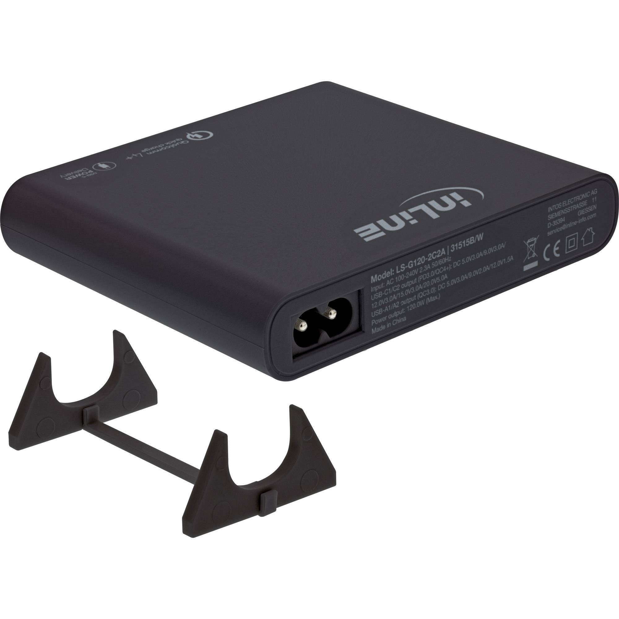 InLine® USB Netzteil, GaN Ladegerät, 4-Port, 2x USB-C + 2x USB-A, 120W, schwarz-2