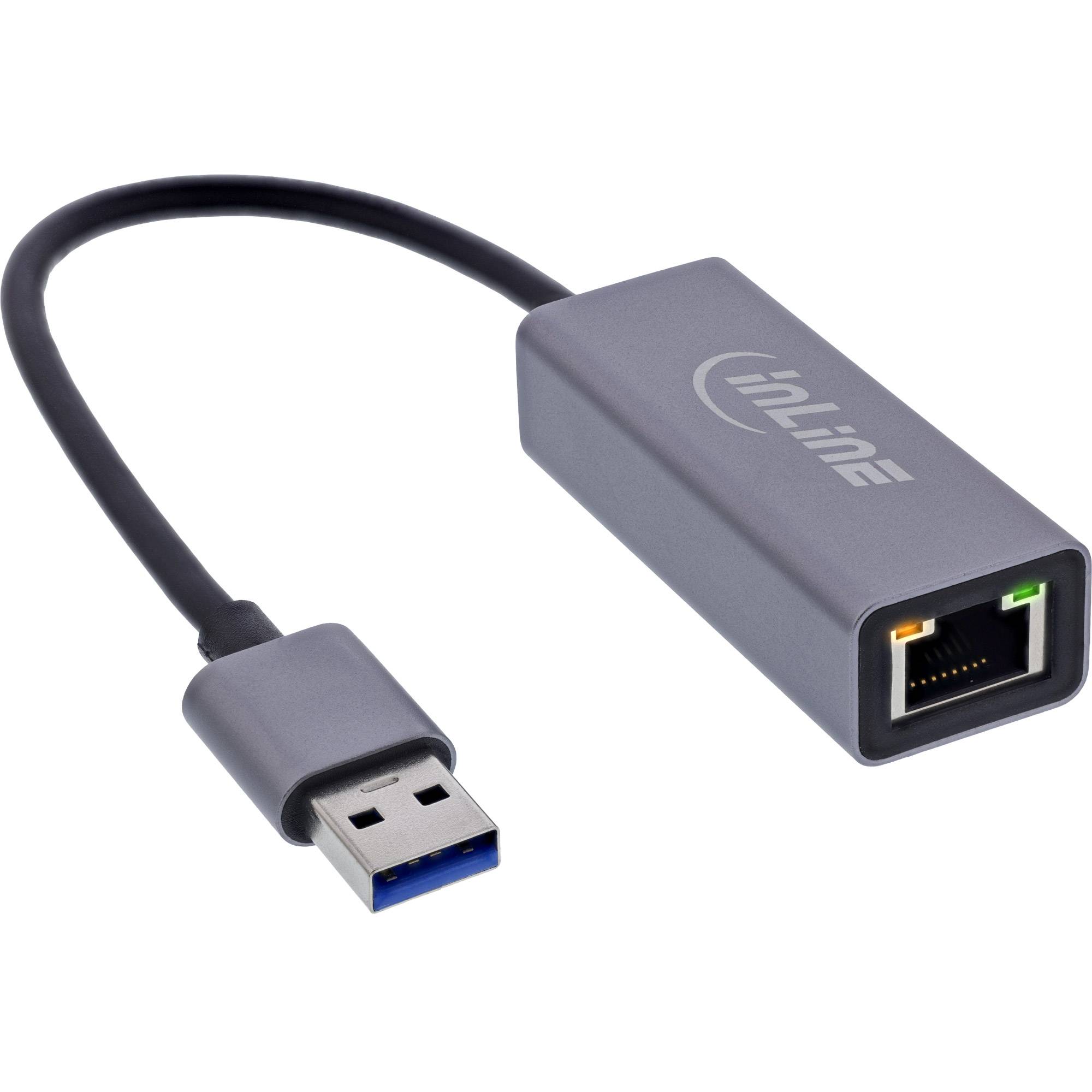 InLine USB 3.2 Netzwerkadapter Kabel USB-A zu RJ45 Gigabit Netzwerk Strom/Netzteil 0,15 m-0