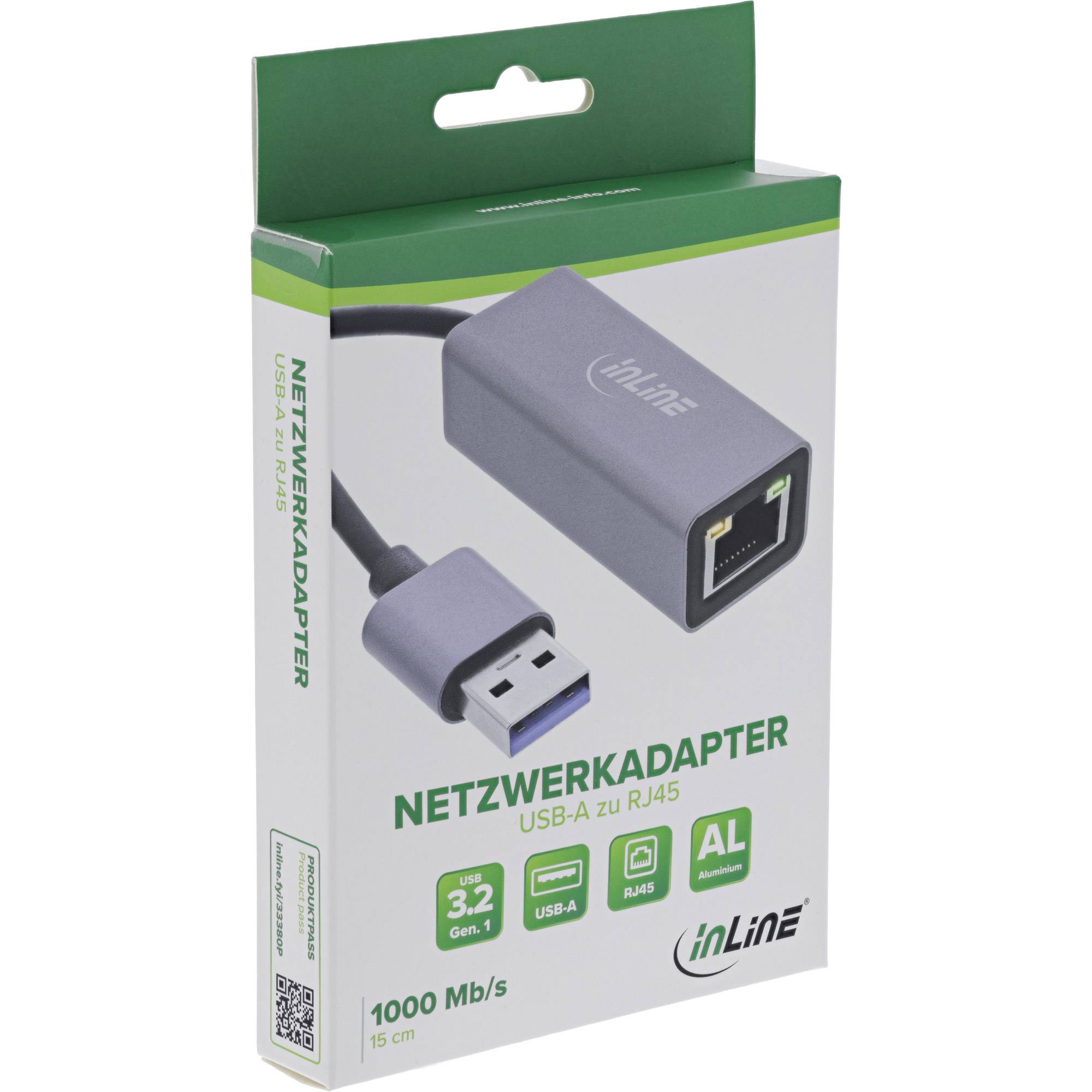 InLine USB 3.2 Netzwerkadapter Kabel USB-A zu RJ45 Gigabit Netzwerk Strom/Netzteil 0,15 m-3