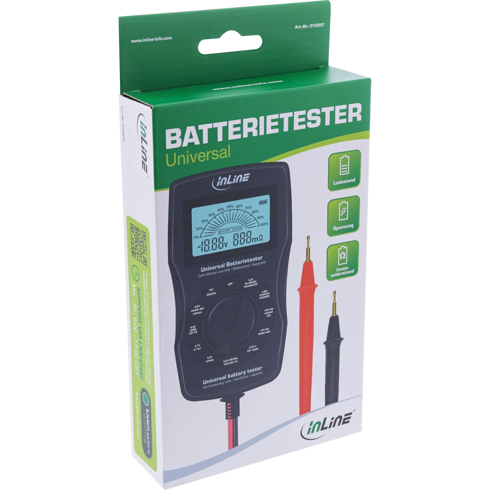 InLine® Multifunktions-Batterietester, Messgerät mit LCD-Anzeige Installation / Reinigung Test- /-3