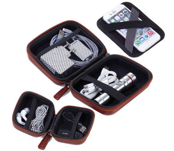 Troika ONPACK, Kunstleder, Samt, Braun, 2 Taschen, Reißverschluss, 130 mm, 160 mm-2