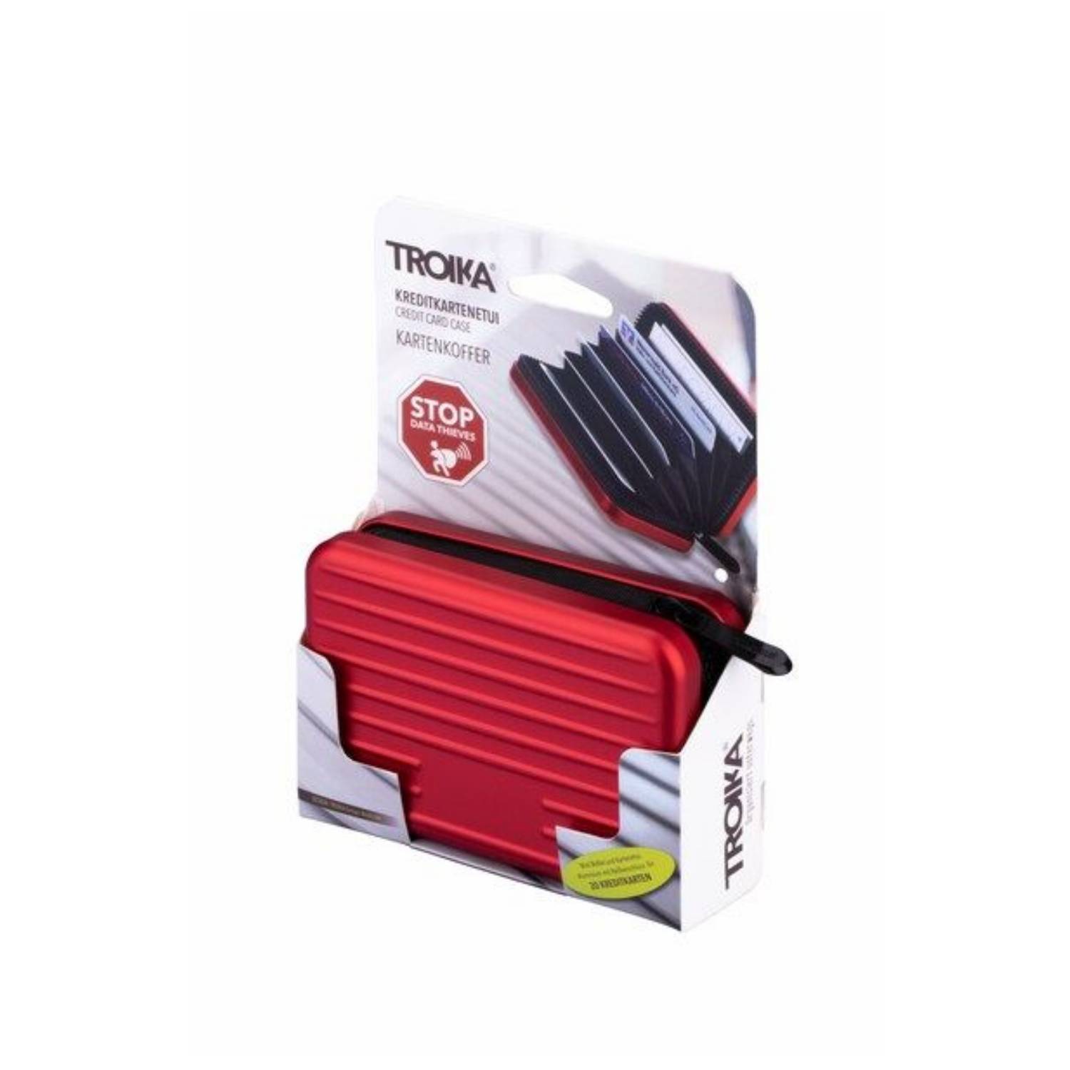 Troika Kreditkartenetui "KARTENKOFFER", 9 Taschen, Rot, Aluminium, Polyester, 9 Blätter, 20 Karten, 105 mm-0