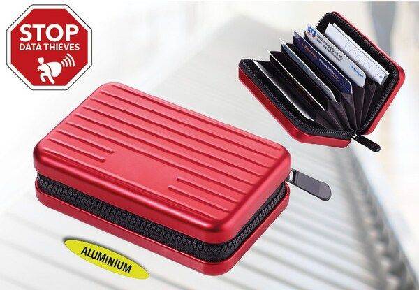 Troika Kreditkartenetui "KARTENKOFFER", 9 Taschen, Rot, Aluminium, Polyester, 9 Blätter, 20 Karten, 105 mm-2