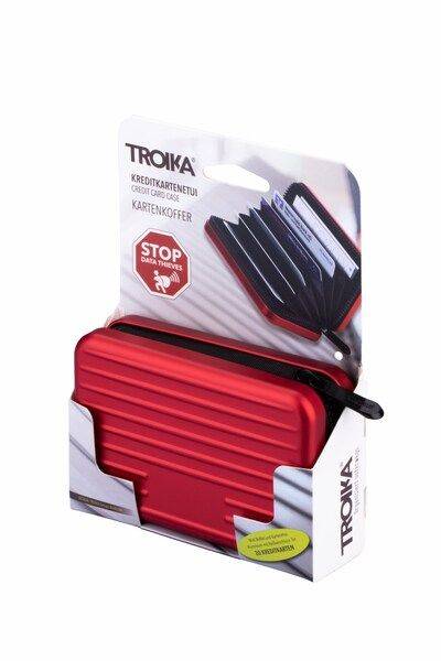 Troika Kreditkartenetui "KARTENKOFFER", 9 Taschen, Rot, Aluminium, Polyester, 9 Blätter, 20 Karten, 105 mm-3