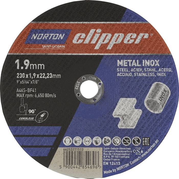 Trennscheibe D230x1,9mm Typ 41 Metall-Inox Bohr.22,23mm NORTON CLIPPER-0