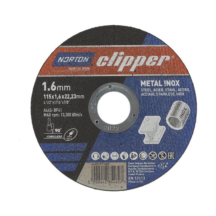 Trennscheibe D115x1,6mm Typ 41 Metall-Inox Bohr.22,23mm NORTON CLIPPER-0