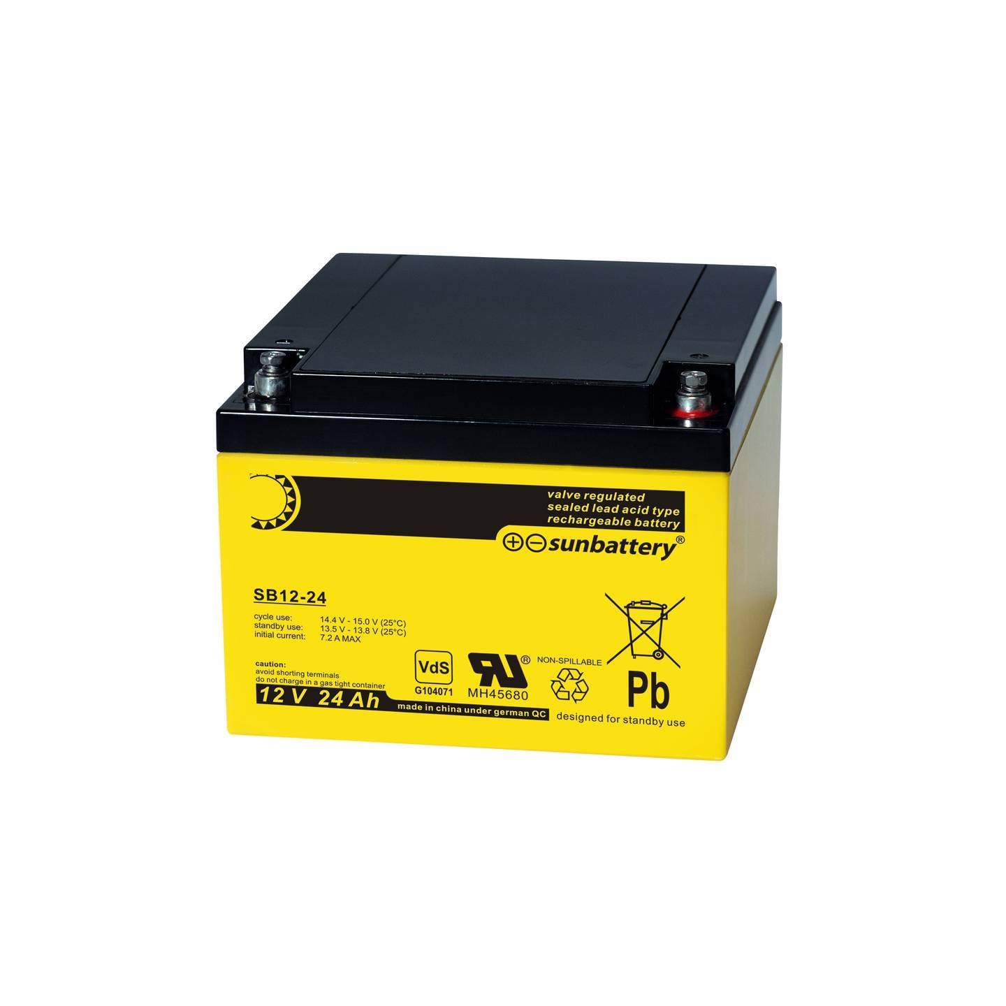 SUN Battery SB12-24i SB12-24V0 AGM Akku Pb 12V 24Ah VDS passend für EVH12240, MP24-12, LC-P1224APG-0