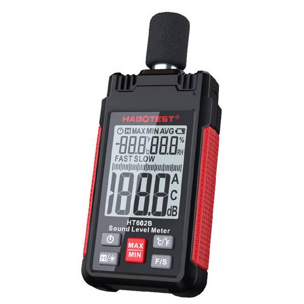 Habotest HT602B Schallpegelmesser, 30-130 dB, USB-Anschluss, LCD-Farbdisplay